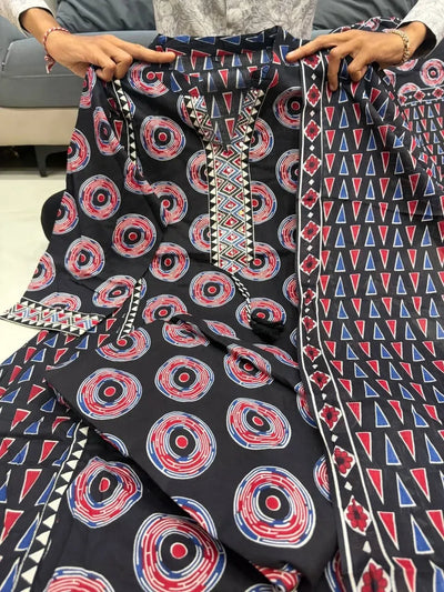 Exclusive Designer Cotton Suit Set - Festive Handwork Kurti with Dupatta
