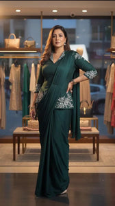 Exclusive Designer Drape Saree - Ready-to-Wear with Jacket Blouse for Festive Wear