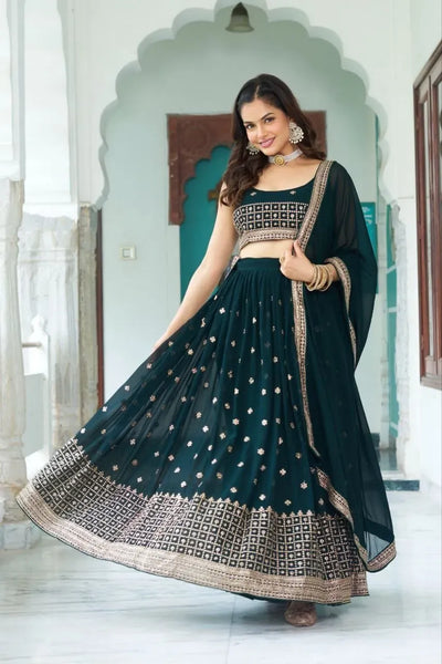 Exclusive Designer Georgette Lehenga - Heavy Embroidery Festive Wear for Women