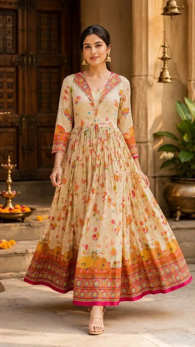 Exclusive Designer Jacquard Gown - Festive Wear for Indian Women