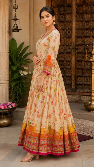 Exclusive Designer Jacquard Gown - Festive Wear for Indian Women