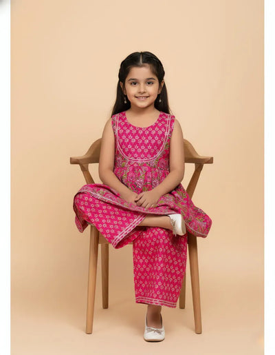 Exclusive Designer Kids Kurta Sharara Set - Comfortable Linen Ethnic Wear for Girls