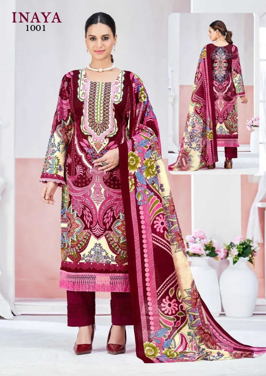 Premium Karachi Lawn Cotton Suit with Heavy Mal Mal Dupatta