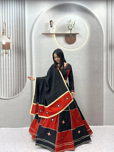 Exclusive Designer Lehenga - Heavy Mirror Work Cotton Ensemble for Wedding Season