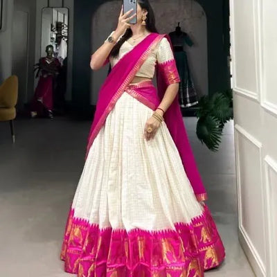Exclusive Designer Poly Cotton Lehenga - Zari Weaving Work for Festive Wear