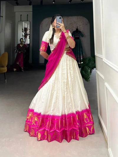 Exclusive Designer Poly Cotton Lehenga - Zari Weaving Work for Festive Wear