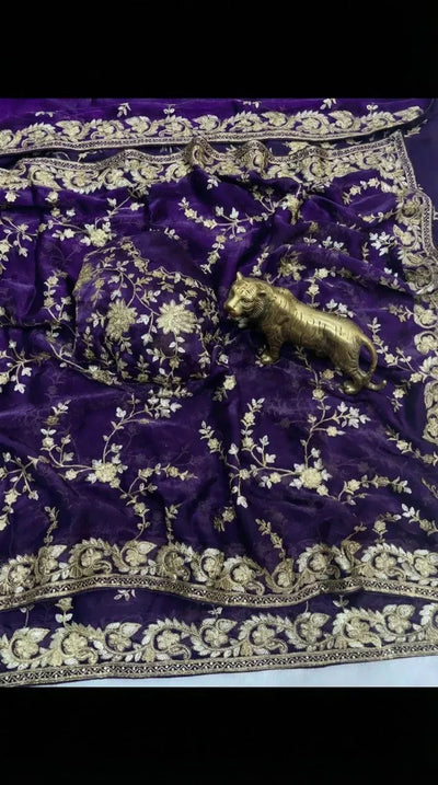 Exclusive Designer Satin Silk Saree - Heavy Embroidery & Zari Work for Festive & Wedding Wear