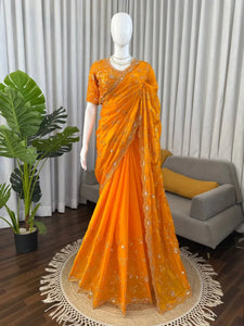 Exclusive Designer Silk Saree with Heavy Beadwork for Women