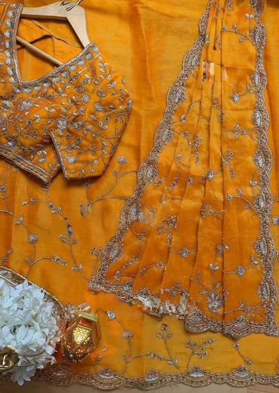 Exclusive Designer Silk Saree with Heavy Beadwork for Women