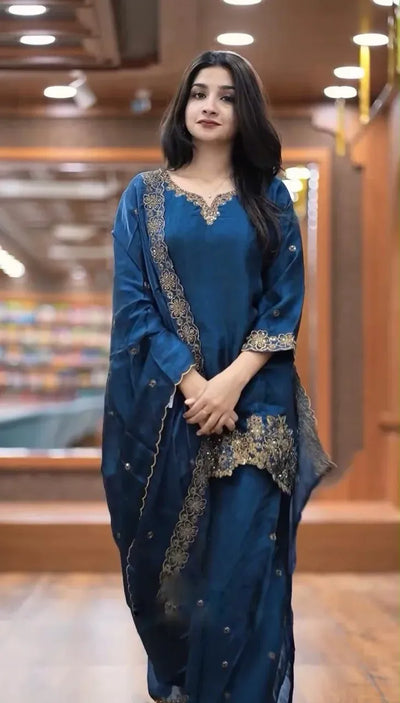 Exclusive Designer Silk Suit Set - Heavy Embroidery for Wedding Season