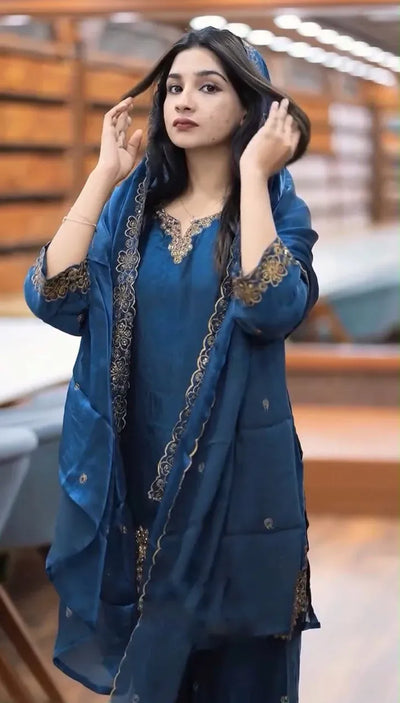 Exclusive Designer Silk Suit Set - Heavy Embroidery for Wedding Season