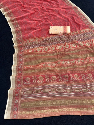 Exclusive Digital Print Linen Saree - Designer Festive Wear for Women