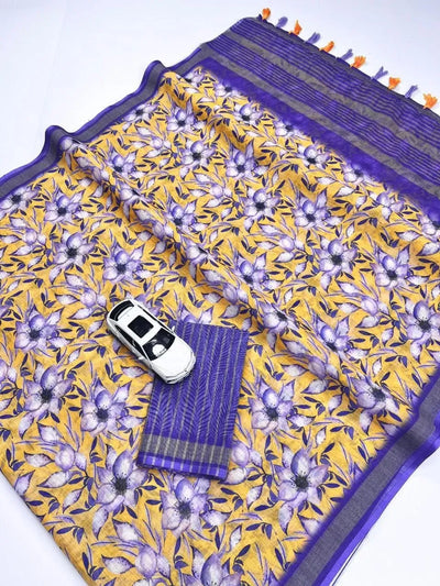 Exclusive Digital Print Linen Saree - Lightweight Festive Collection for Women