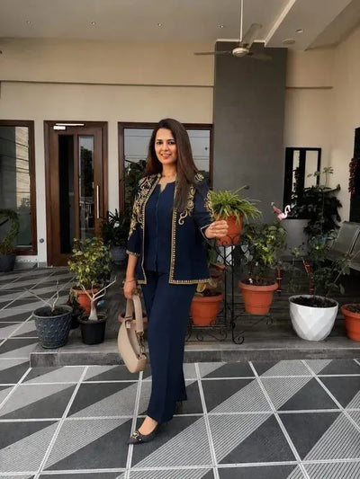 Exclusive Embroidered Cotton Flex Co-ord Set - Designer Palazzo Outfit for Festive Wear
