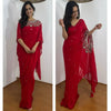Exclusive Faux Georgette Drape Saree - Hand-Worked Mirror & Pearl Blouse