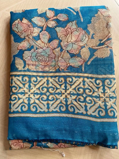 Exclusive Floral Print Saree - Traditional Zari Border Saree for Women
