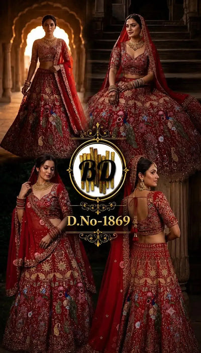 Exclusive Fox Georgette Lehenga with Heavy Peacock Embroidery for Bridal Festive Wear