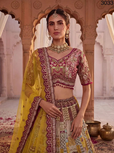 Exclusive Gadhwal Lehenga Choli - Heavy Patchwork Bridal Wear for Women