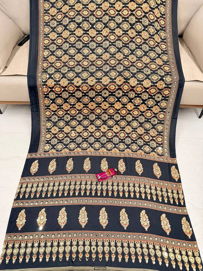 Exclusive Gajji Silk Saree with Real Mirror Work - Elegant Festive Wear for Women