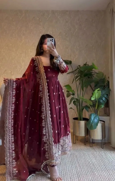 Exclusive Georgette Anarkali Gown - Festive Party Wear Set