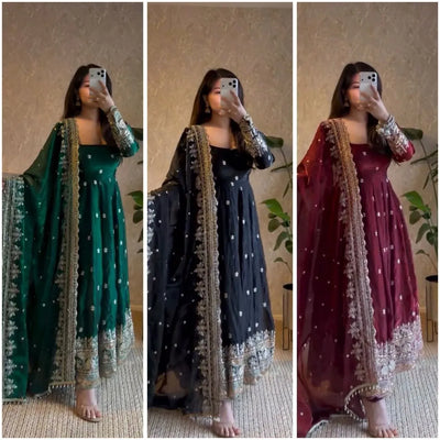 Exclusive Georgette Anarkali Gown - Festive Party Wear Set