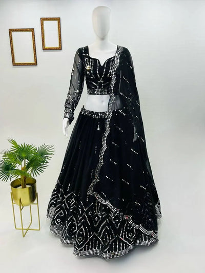 Exclusive Georgette Lehenga Choli Set - Heavy Sequin Embroidery for Wedding Wear