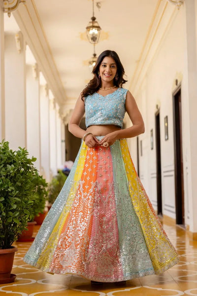Exclusive Georgette Lehenga - Heavy Sequins Embroidery & Can-Can for Wedding Wear