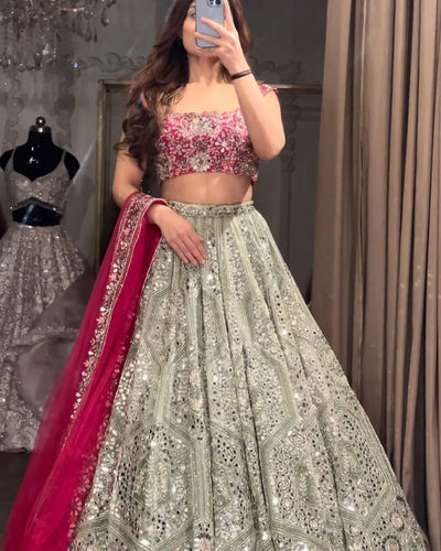Exclusive Georgette Lehenga - Heavy Sequins Embroidery Wedding Wear for Women