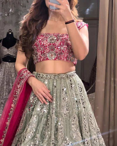 Exclusive Georgette Lehenga - Heavy Sequins Embroidery Wedding Wear for Women