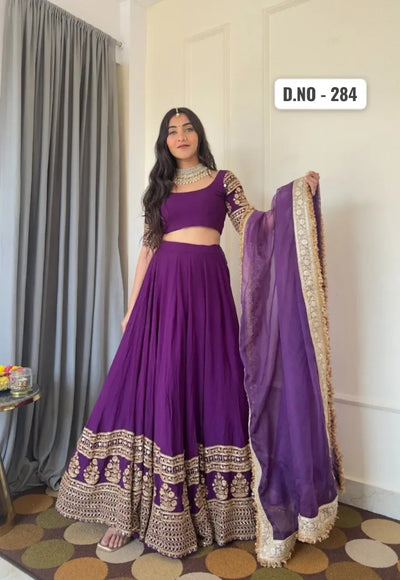 Exclusive Georgette Lehenga with Heavy Zari Embroidery - Festive Wear for Women