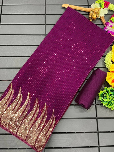 Exclusive Georgette Saree - Heavy Sequin Work for Wedding Season