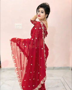 Exclusive Georgette Saree with Real Mirror Work - Festive Party Wear Collection for Women