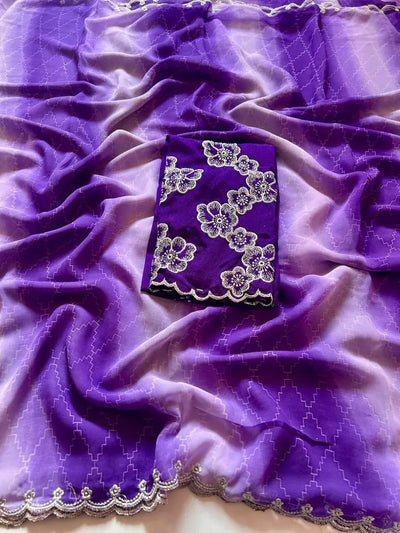 Exclusive Georgette Shibori Saree - Winter Special with Designer Blouse