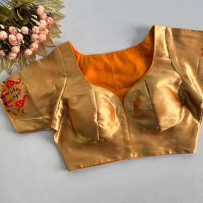 Exclusive Gold Silk Blouse - Sabyasachi Pattern Designer Wear for Wedding