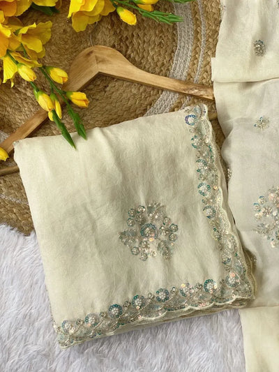 Exclusive Handcrafted Beaded Saree - Luxurious Floral Design for Party Wear