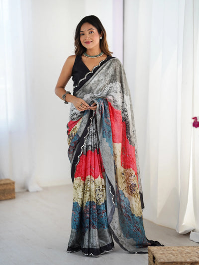 Exclusive Heavy Chinnon Saree - Designer Printed Festive Collection for Women