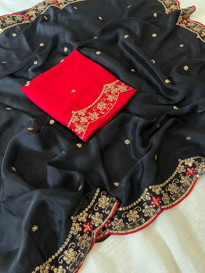 Exclusive Heavy Rangoli Silk Saree - Designer C-Pallu Embroidery for Wedding Season