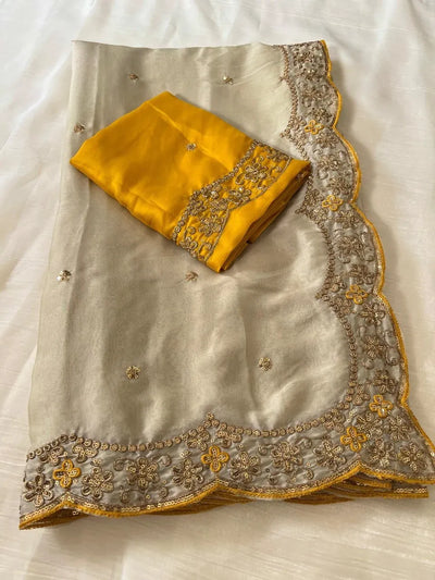 Exclusive Heavy Rangoli Silk Saree - Designer C-Pallu Embroidery for Wedding Season