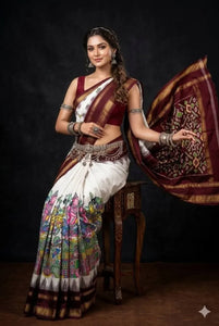 Exclusive Kalamkari Dola Silk Saree - Jacquard Weaving Border for Festive Prep