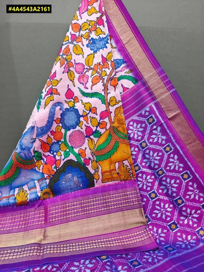 Exclusive Kalamkari Dolla Silk Saree - Double Weaving Printed for Festive Wear