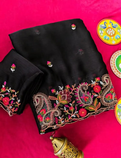 Exclusive Kashmiri Embroidery Saree - Premium Georgette Festive Wear for Women
