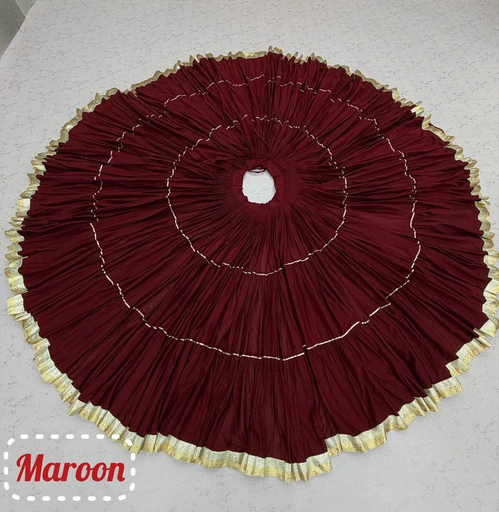 Maroon pure khadi cotton lehenga with gold border spread flat