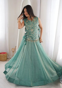 Exclusive Lehenga for Women - Stitched Salsa Crush Choli Set with Koti Jacket for Festive Prep