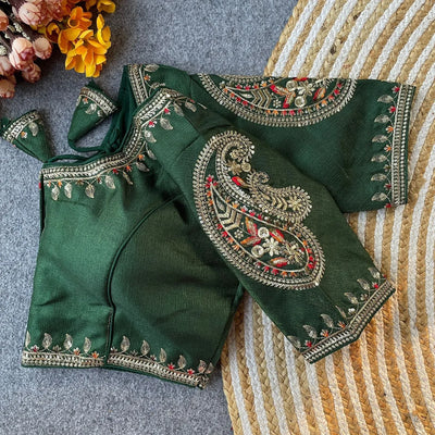 Exclusive Milan Silk Embroidered Bridal Blouse - Heavy Festive Wedding Wear