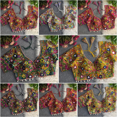 Exclusive Navratri Multi Mirror Work Blouse - Apple Cut Gamthi Design for Festive Wear
