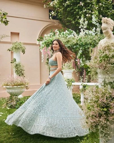 Exclusive Net Lehenga with Heavy Embroidery & Cancan - Bridal Wear for Women