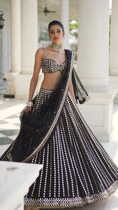 Exclusive Organza Lehenga Choli with Heavy Mirror Work for Festive Wear