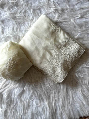 Exclusive Organza Saree - Floral Cutwork & Sequins for Party Wear