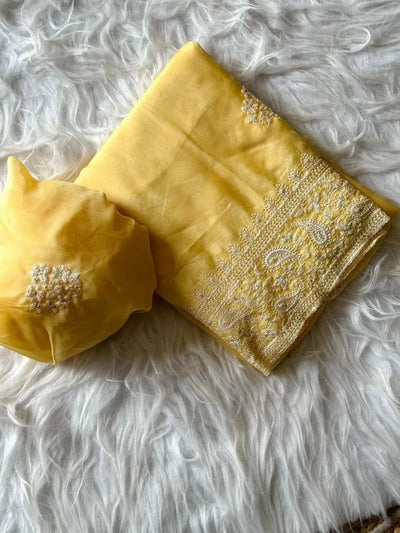 Exclusive Organza Saree - Floral Cutwork & Sequins for Party Wear