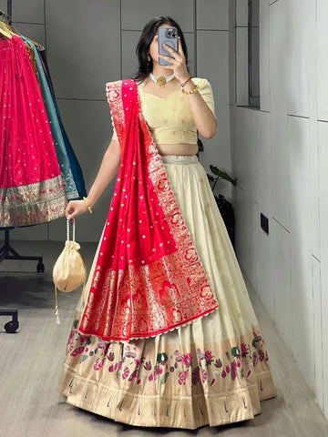 Exclusive Paithani Silk Lehenga Choli with Elegant Zari Weaving - Festive Party Wear for Women